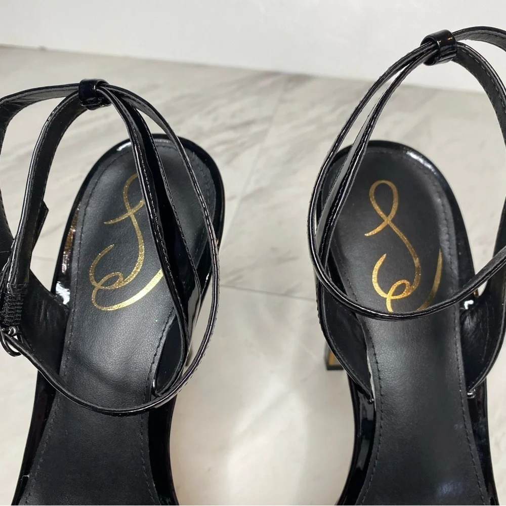 Sam Edelman Jade Black Patent Leather Heeled Sandal 9 1/2 - Picture 12 of 14
